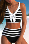 Caroline | Women's High Waist Striped Bikini Set