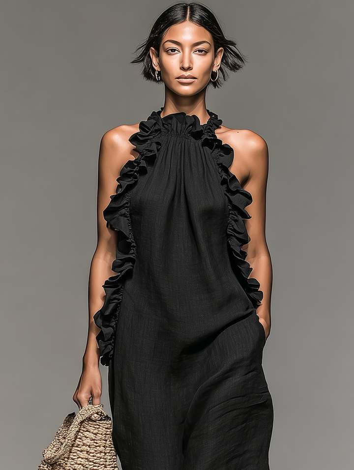 Jennifer | Sleeveless Ruffle Detail Casual Maxi Dress