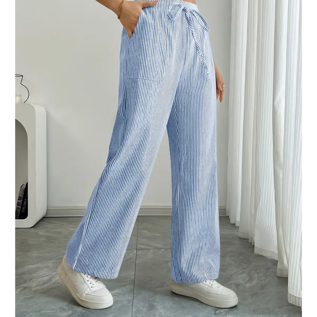 Victoria | Striped Trousers with Pockets and Relaxed Fit