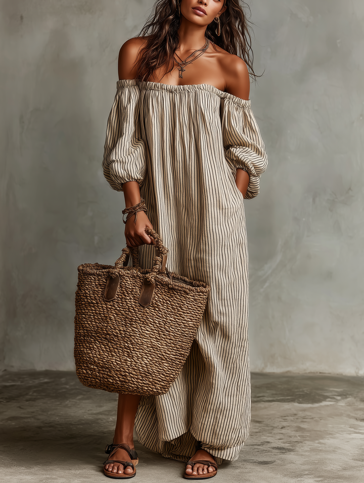 Jacqueline | Vacation Off Shoulder Long Sleeve Maxi Dress