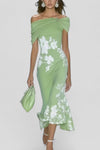 Selah | Women's Off-Shoulder Midi Dress with Ruffle Hem and Floral Print
