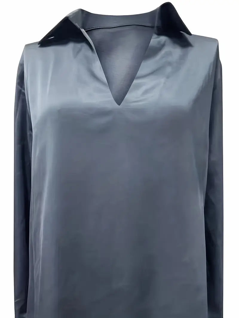 Lenora | V-Neck Blouse with Satin Finish and Elegant Design