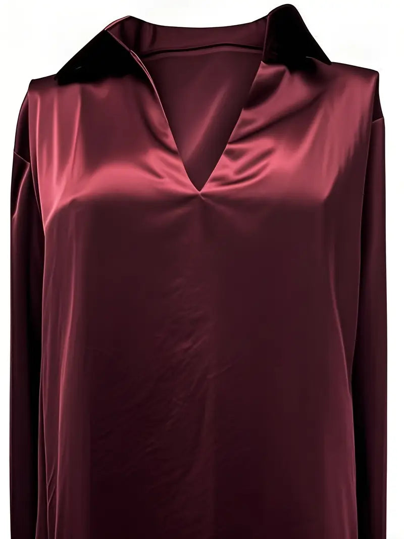 Lenora | V-Neck Blouse with Satin Finish and Elegant Design