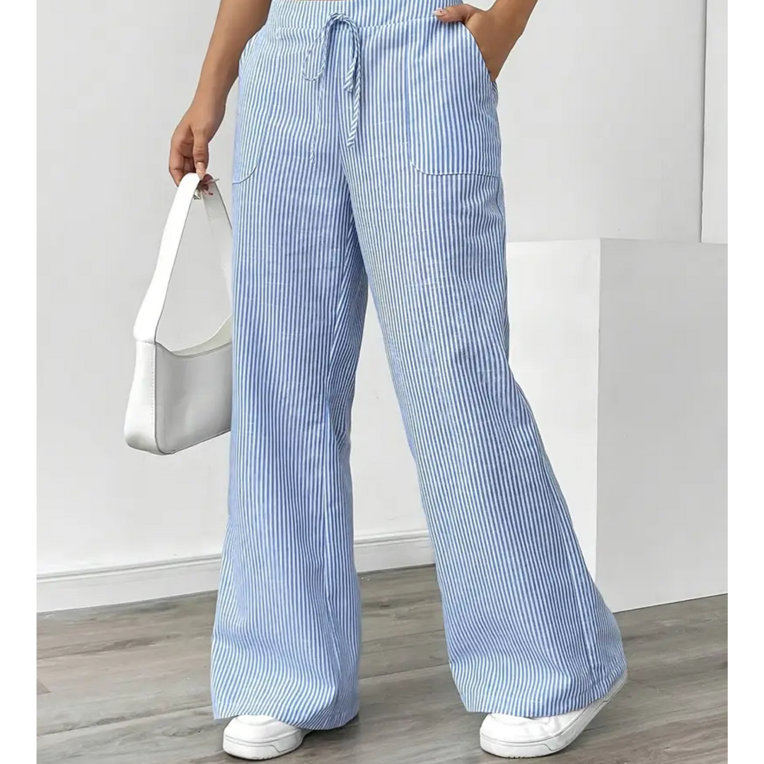 Victoria | Striped Trousers with Pockets and Relaxed Fit