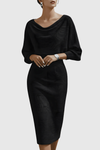 Adriana | Women's Midi Dress with Cowl Neck and Batwing Sleeves