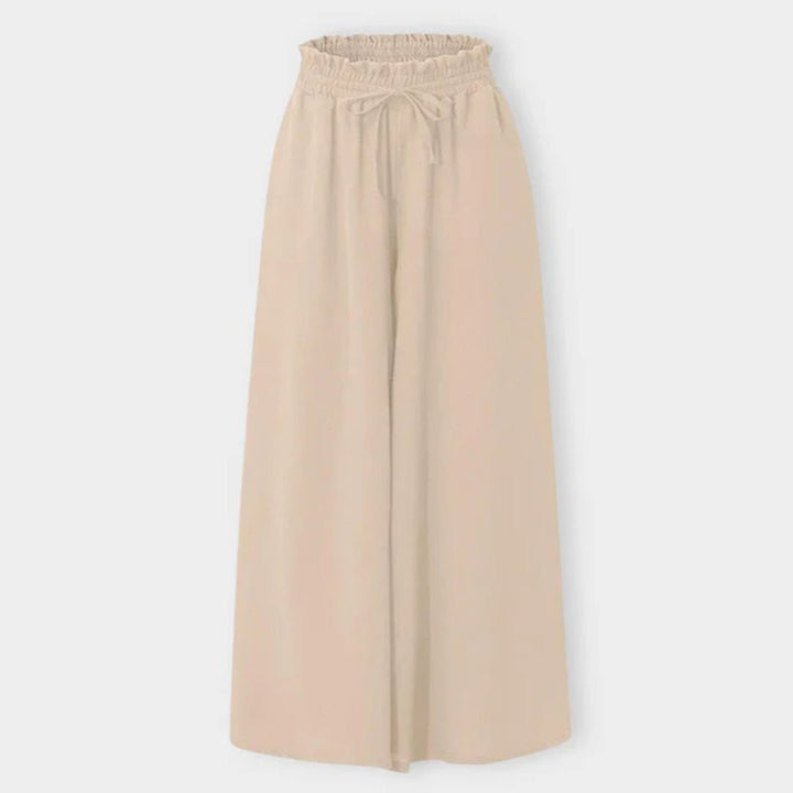 Valencia | High Waist Wide Leg Trousers with Smocked Waist and Relaxed Fit