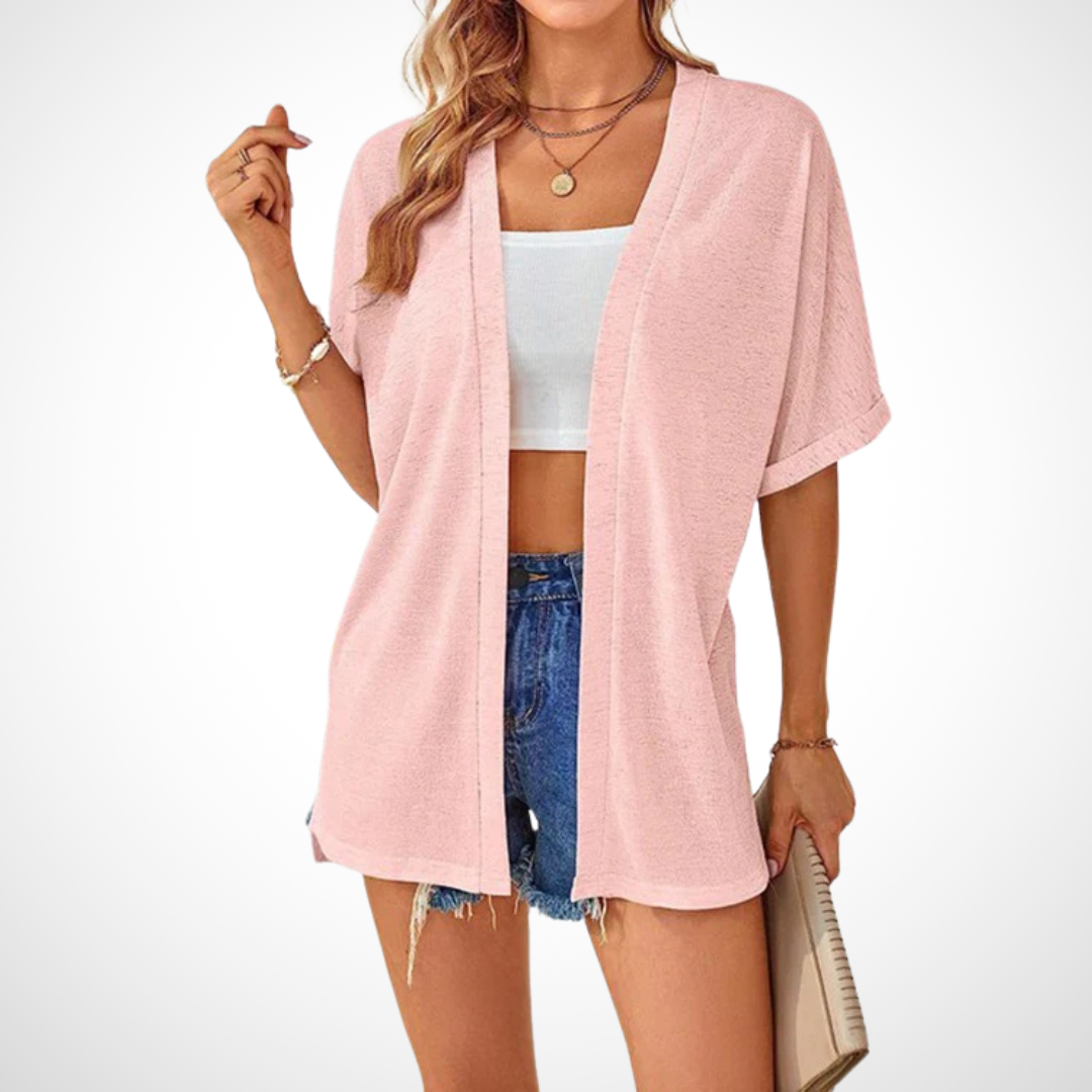 Wren | Flowing Short Sleeve Cardigan with Open Front