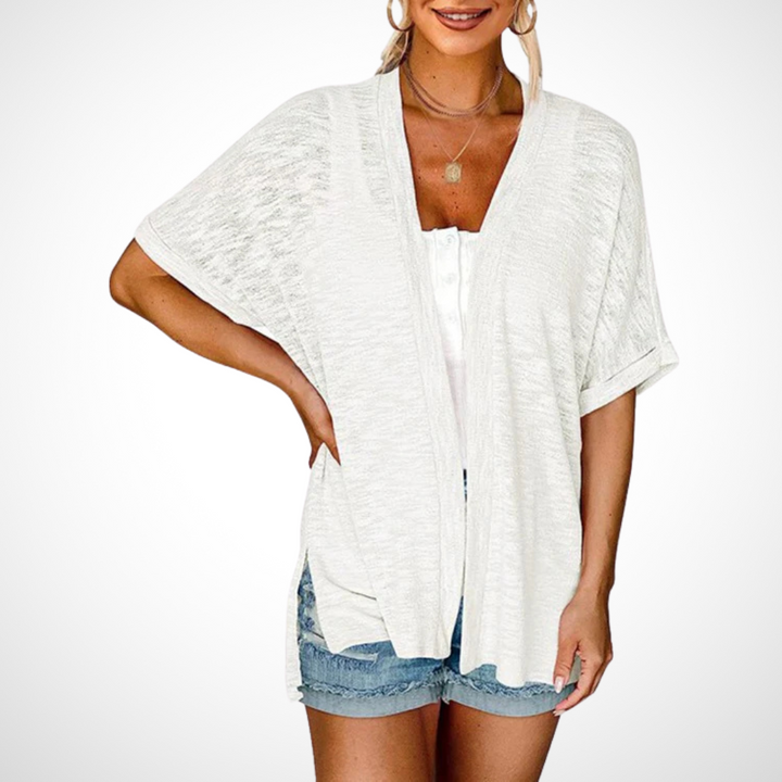 Wren | Flowing Short Sleeve Cardigan with Open Front