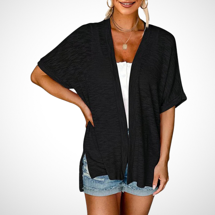 Wren | Flowing Short Sleeve Cardigan with Open Front