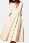 Sylvana | Women's A-Line Midi Dress with Side Slit and Sleeveless Design