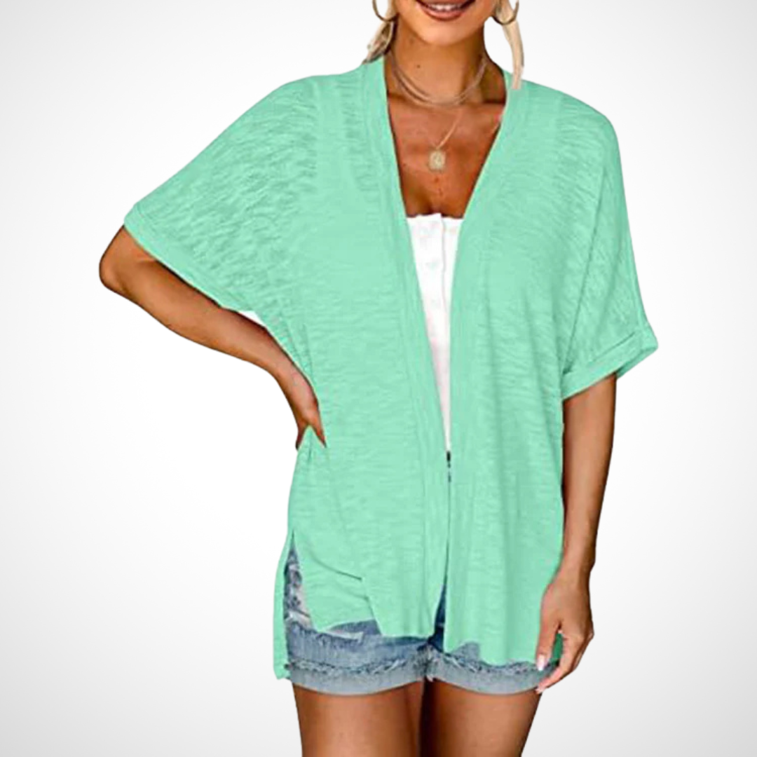 Wren | Flowing Short Sleeve Cardigan with Open Front