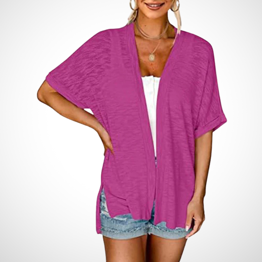 Wren | Flowing Short Sleeve Cardigan with Open Front