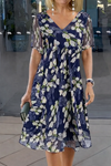 Florence | Women's Floral Print Double Tunic Dress with Short Sleeves and Relaxed Fit