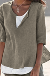 Maya | Women's 3/4 Sleeve Blouse Split Neck Casual Top