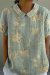 Liana | Women's Retro Floral Linen Top