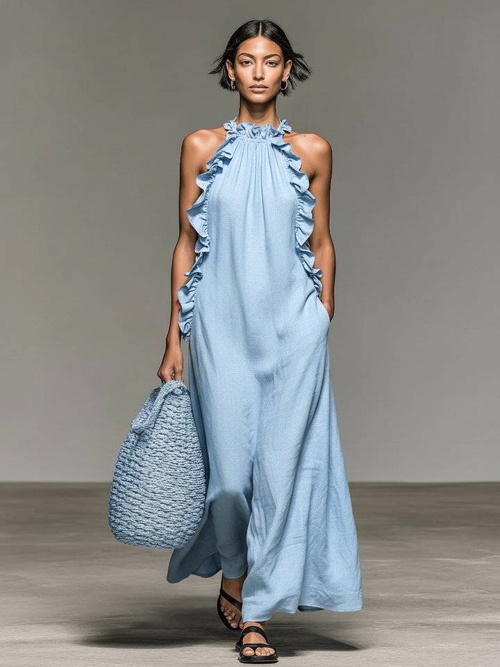 Jennifer | Sleeveless Ruffle Detail Casual Maxi Dress