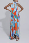 Elaria | Women's Pleated Halter Maxi Dress with Flowing Skirt and Elegant Design