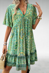 Luna | Women's Boho Mini Dress with Paisley Print and Short Sleeves