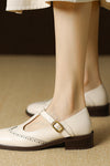 Nadine | Women's Leather T-Strap Mary Jane Shoes Low Block Heel