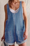 Riley | Women's Sleeveless Denim Romper with Pockets