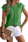 Penny | Women's Cap Sleeveless Top Button Neck Summer