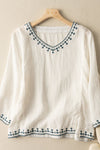 Adeline | Patterned V-Neck Blouse with Short Sleeves
