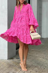 Camellia | Women's Tiered Mini Dress with Patterned Design and Flared Skirt