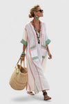 Sienna | Women's V-Neck Kaftan Maxi Dress with Stripe Design and Flowing Fit
