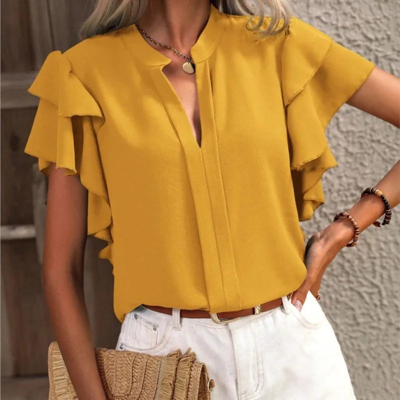 Marlowe | Blouse with Ruffle Sleeves and Lightweight Fabric