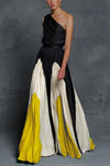 Aurora | Women's One Shoulder Color Block Pleated Maxi Dress
