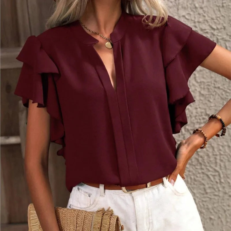 Marlowe | Blouse with Ruffle Sleeves and Lightweight Fabric