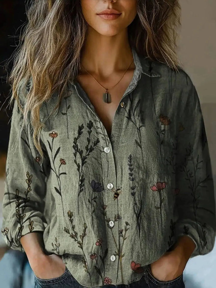 Juniper | Long Sleeve Button-Down Shirt with Floral Print
