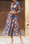 Lucy | Women's Long Sleeve Draped Midi Dress with Lace Detail and Flowing Design