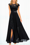 Grace | Women's Lace Chiffon Maxi Dress Ruffle Split Formal