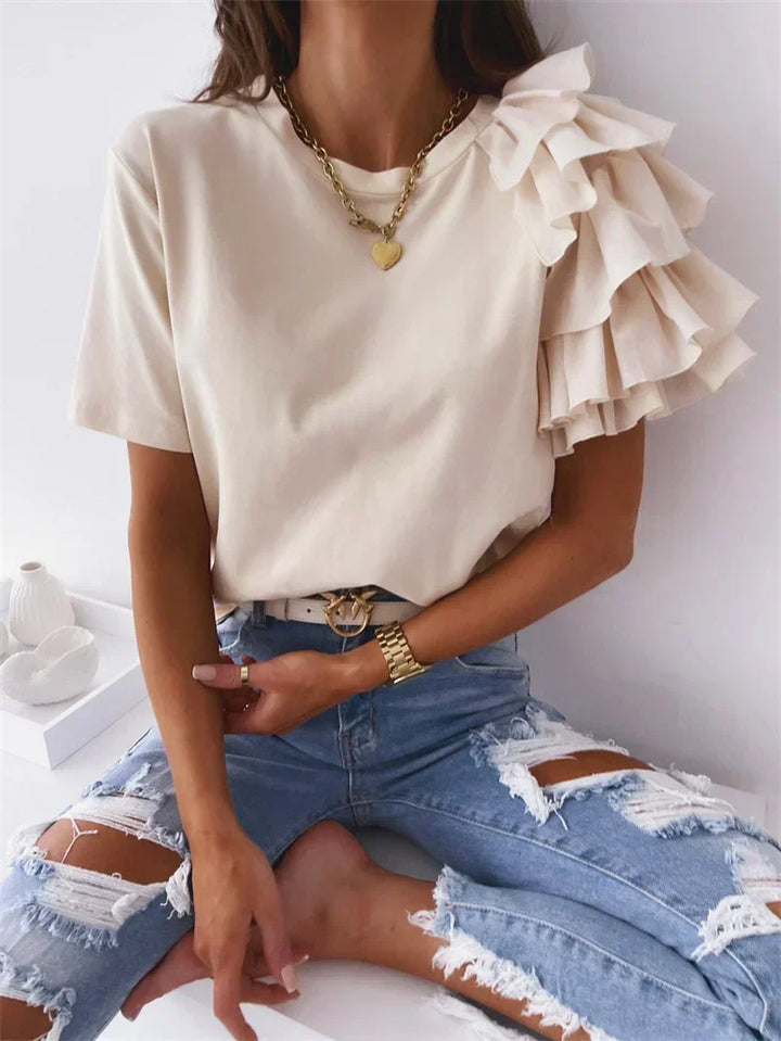 Linnea | Top with Ruffle Sleeves and Unique Design