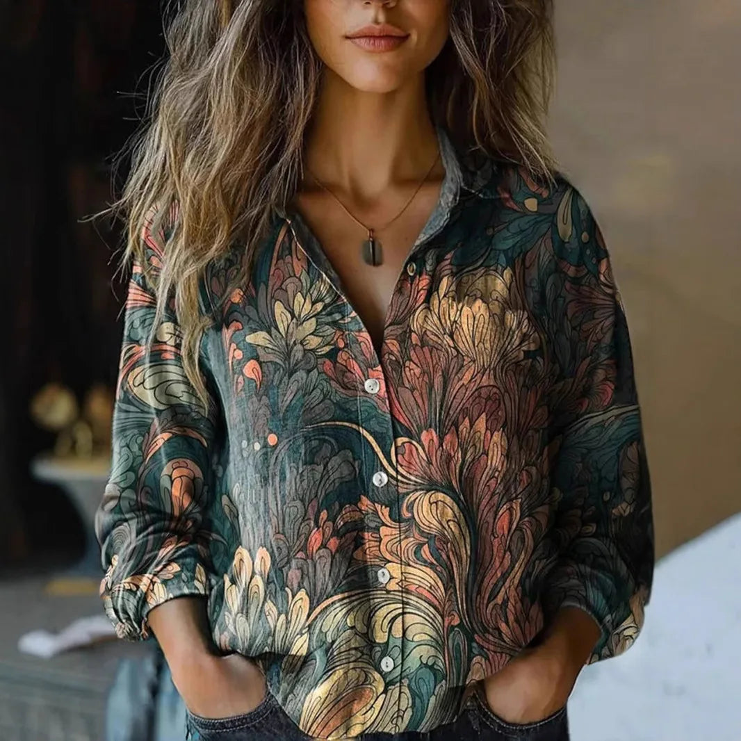 Juniper | Long Sleeve Button-Down Shirt with Floral Print