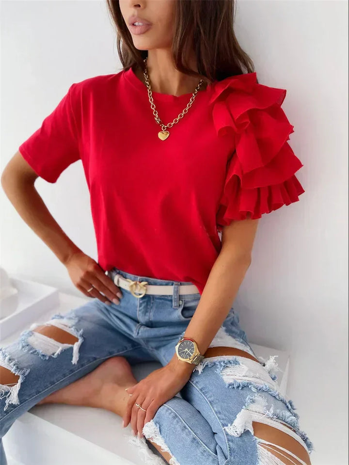 Linnea | Top with Ruffle Sleeves and Unique Design