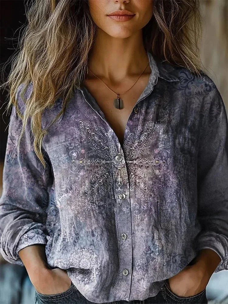 Juniper | Long Sleeve Button-Down Shirt with Floral Print