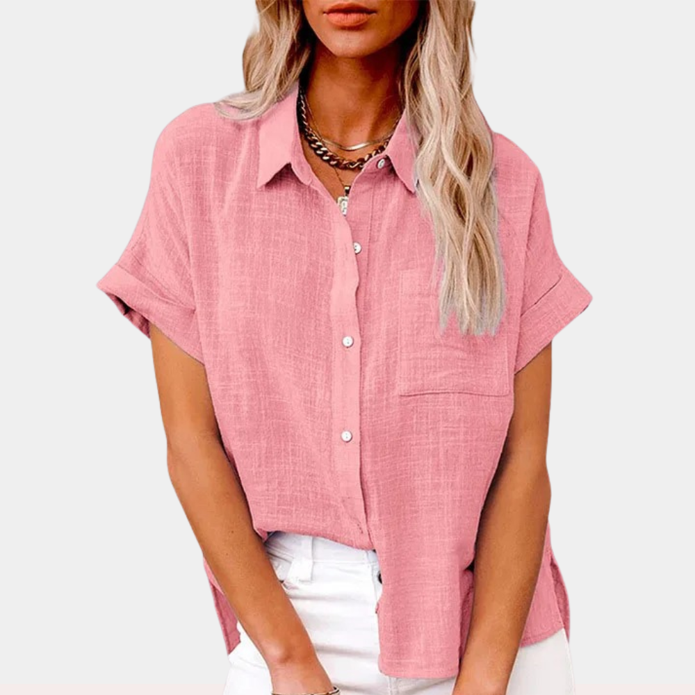 Noelle | Lightweight Shirt with Front Pocket and Short Sleeves