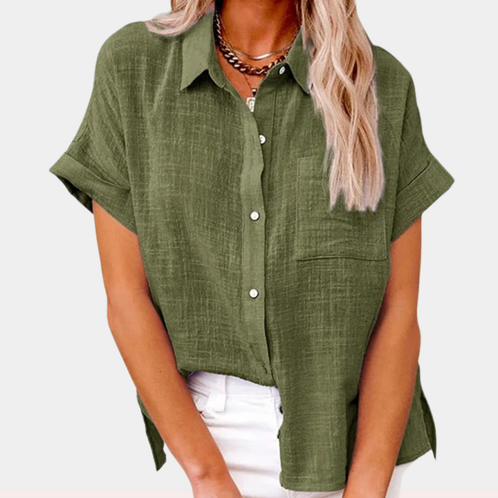 Noelle | Lightweight Shirt with Front Pocket and Short Sleeves