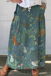 Rosil | Retro Floral Animals Art Casual Pocket Skirt