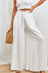 Valencia | High Waist Wide Leg Trousers with Smocked Waist and Relaxed Fit