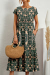 Eden | Women's Floral Dress with A-Line Silhouette and Short Sleeves