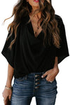 Vera | Women's Draped Cowl Neck Batwing Sleeve Blouse