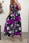 Viola | Women's Floral Maxi Dress Sleeveless Tie Front V-Neck