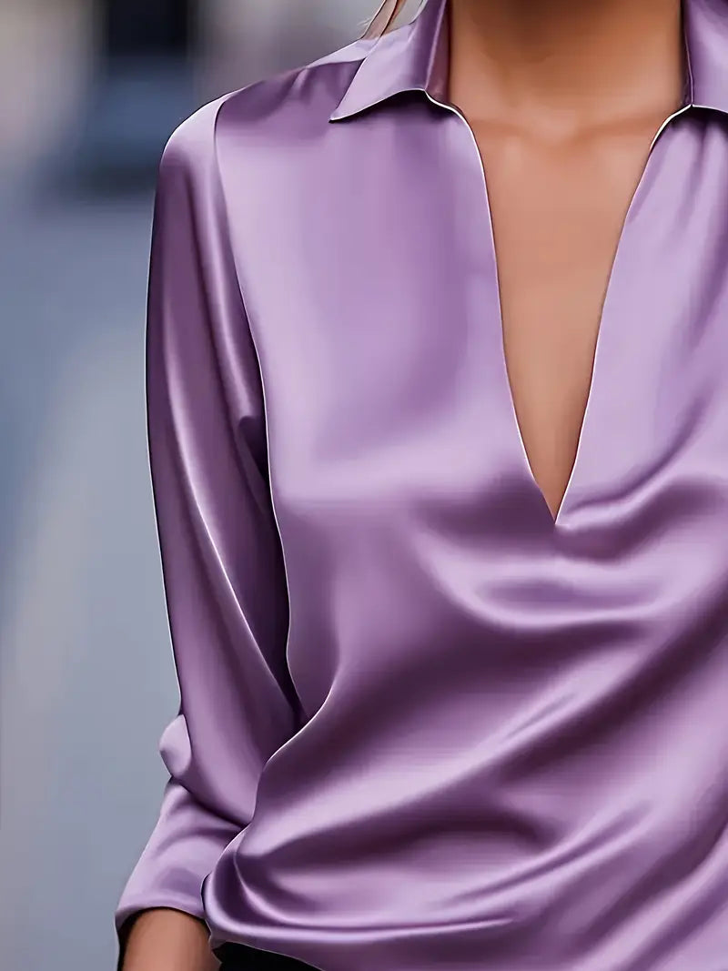 Lenora | V-Neck Blouse with Satin Finish and Elegant Design
