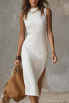 Elly | Women's Sleeveless Ribbed Side Split Midi Dress