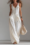 Sienna | Casual Sleeveless Wide-leg Jumpsuit With Patch Pockets