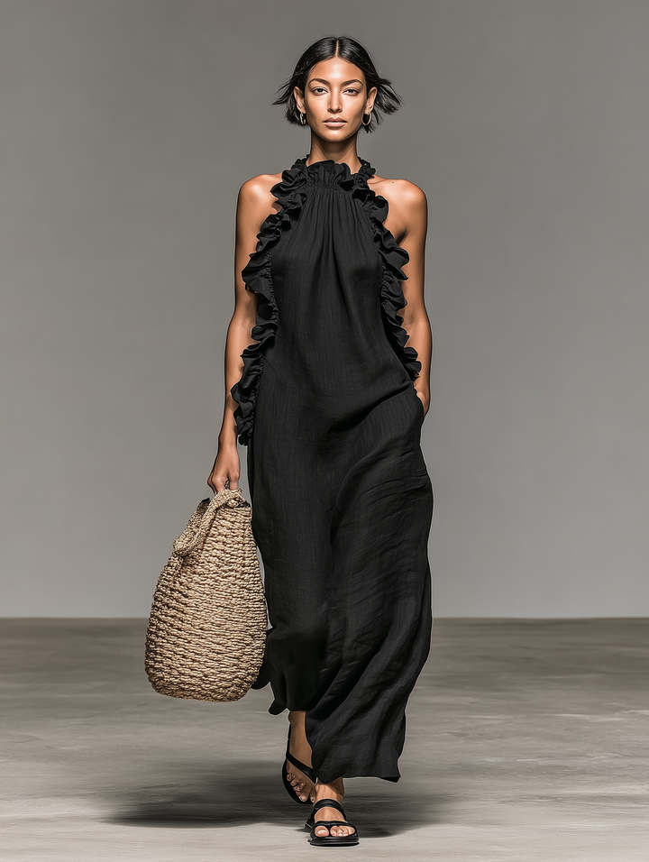 Jennifer | Sleeveless Ruffle Detail Casual Maxi Dress