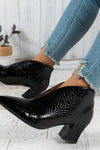 Luz | Women's Textured Ankle Boots with Curved Cut and Mid Block Heel
